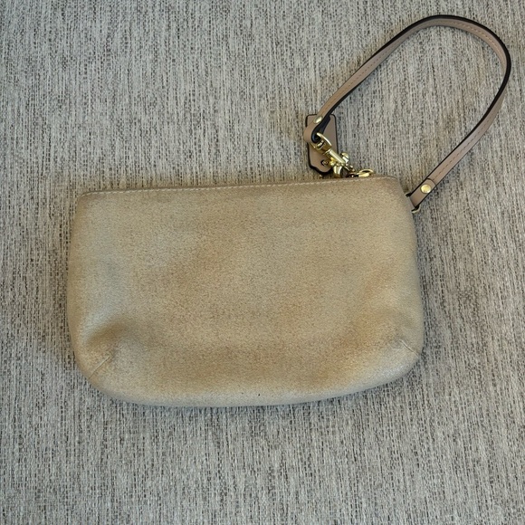 Coach Tan Soft Suede Wristlet - Picture 3 of 8